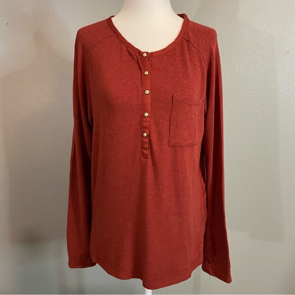 Prana Women's Maroon Long Sleeve Henley Style Top Size Small